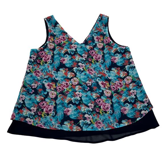 Romeo & Juliet Sleeveless V-Neck Flowy Floral Blouse Size S Bloomcore Summer - Picture 4 of 13